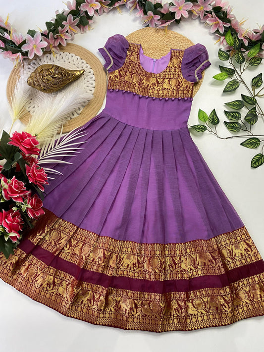 Kids Narayapet silk pattu gowns