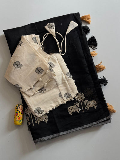 Chanderi Saree with Stitched Blouse