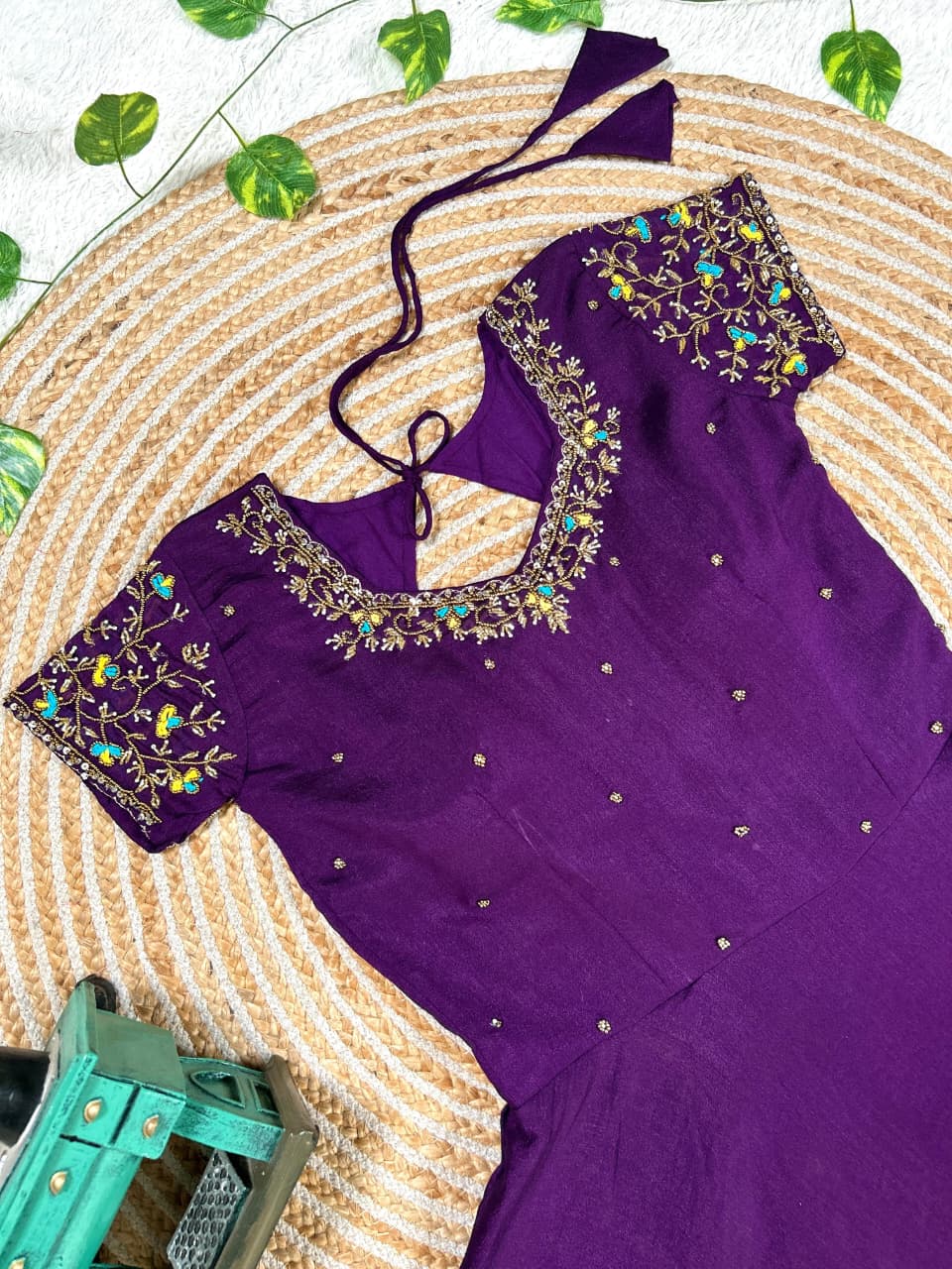 Machine Maggam work gowns with dupatta