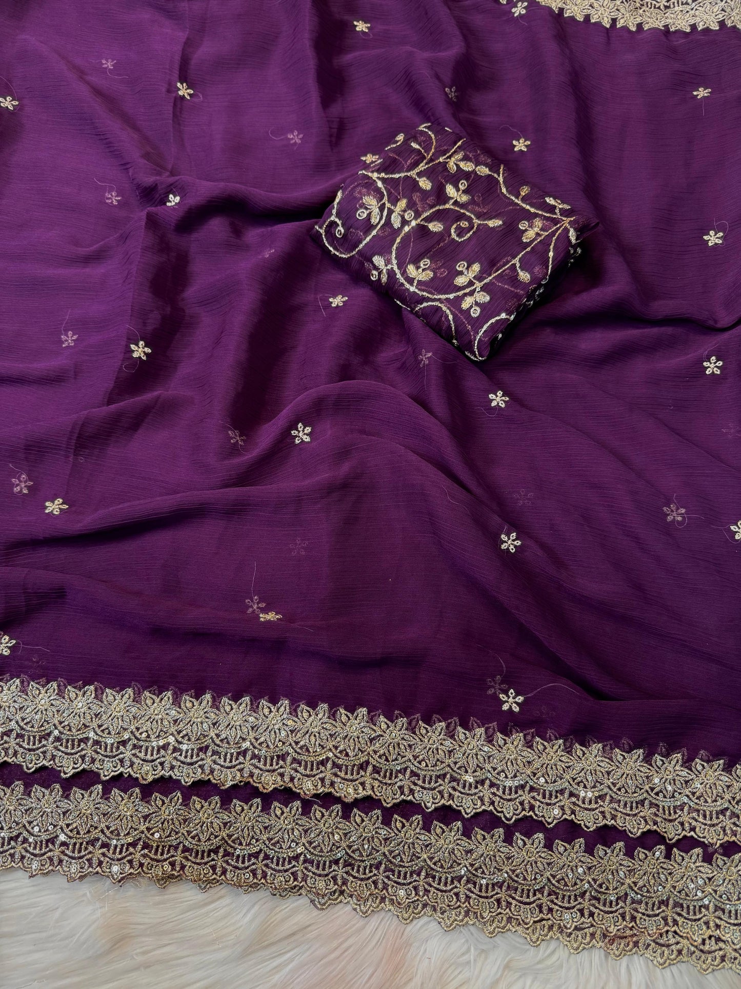 Chiffon fruit colour saree in budget