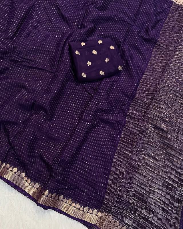 Trending Chinon viscose simple sarees