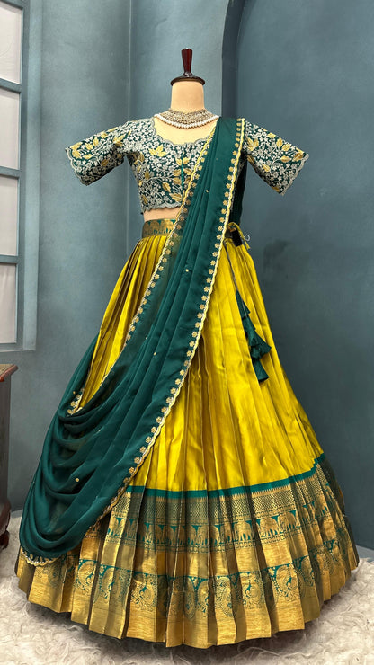 Kanchipattu silk embroidered beautifully lehenga