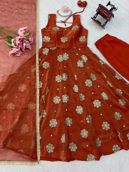 Effortless charm anarkali 3 pieces set