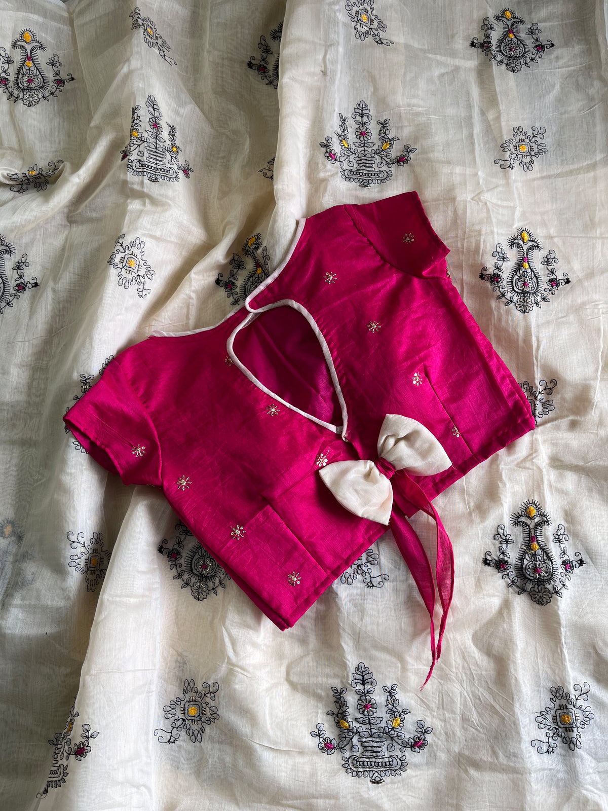 Chanderi saree with Designer stitched blouse