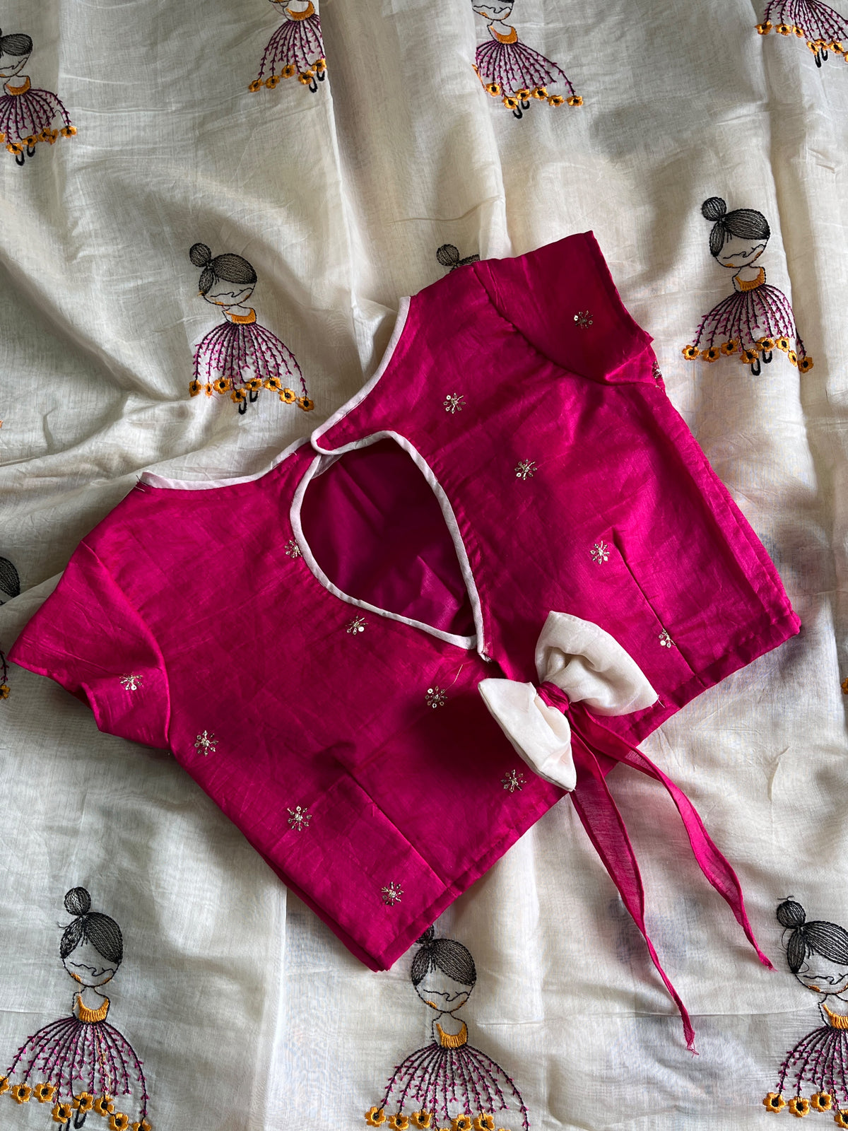 Chanderi saree with Designer stitched blouse