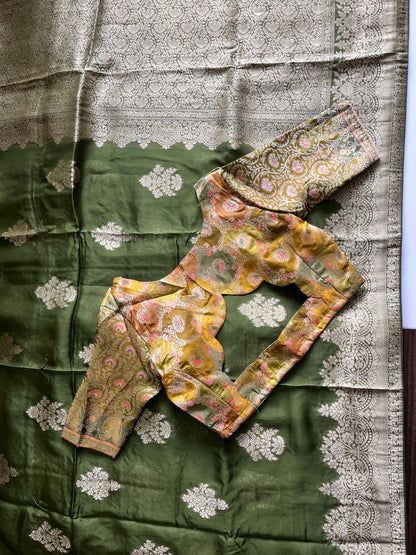 Banarasi Pattu luxe saree with stitched Blouse