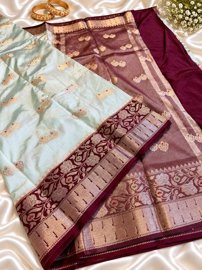 Juhmki series Banarasi katan soft silk sarees
