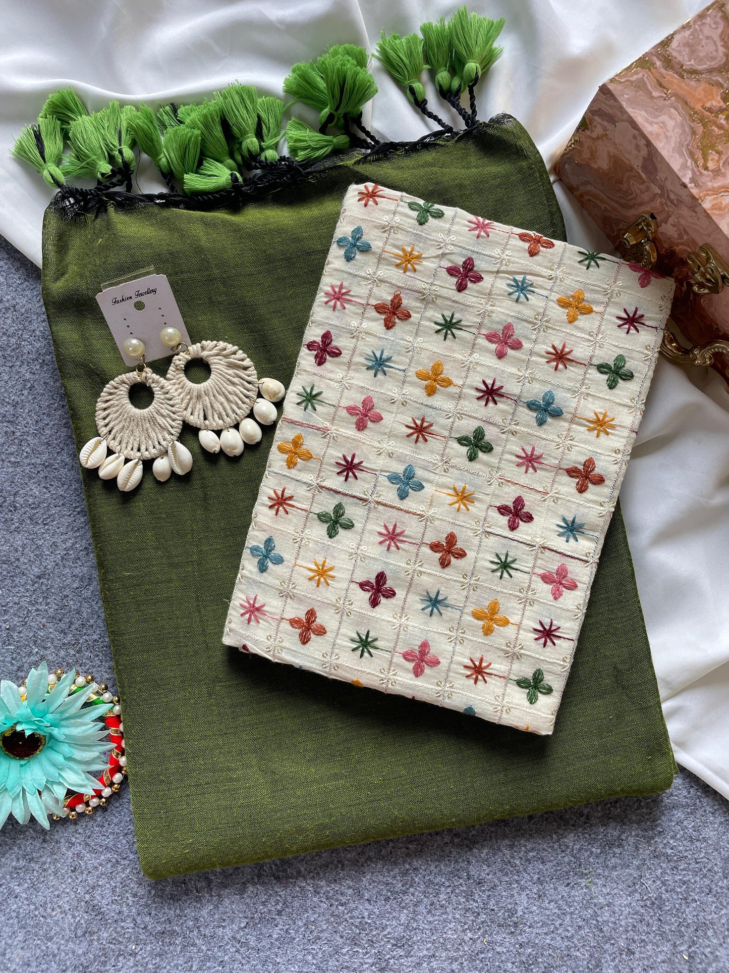 Budget Khadi cotton with beautiful work blouse