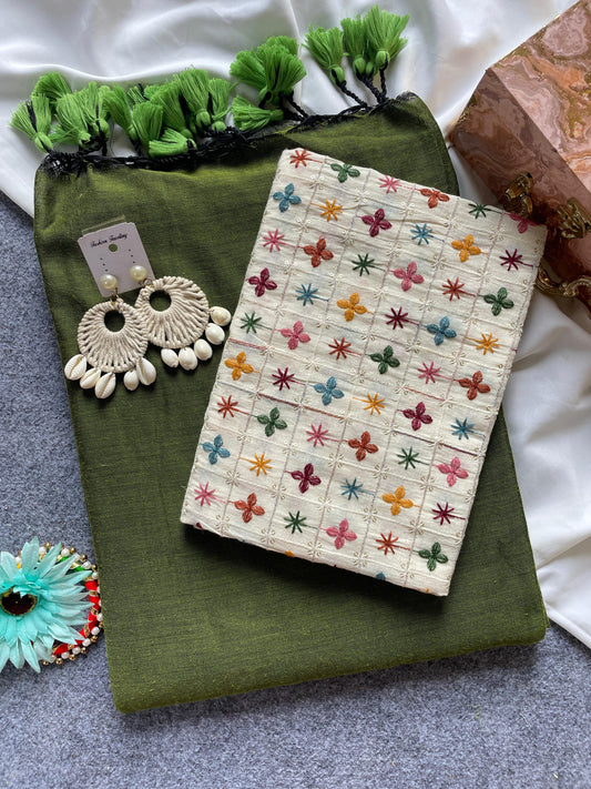 Budget Khadi cotton with beautiful work blouse