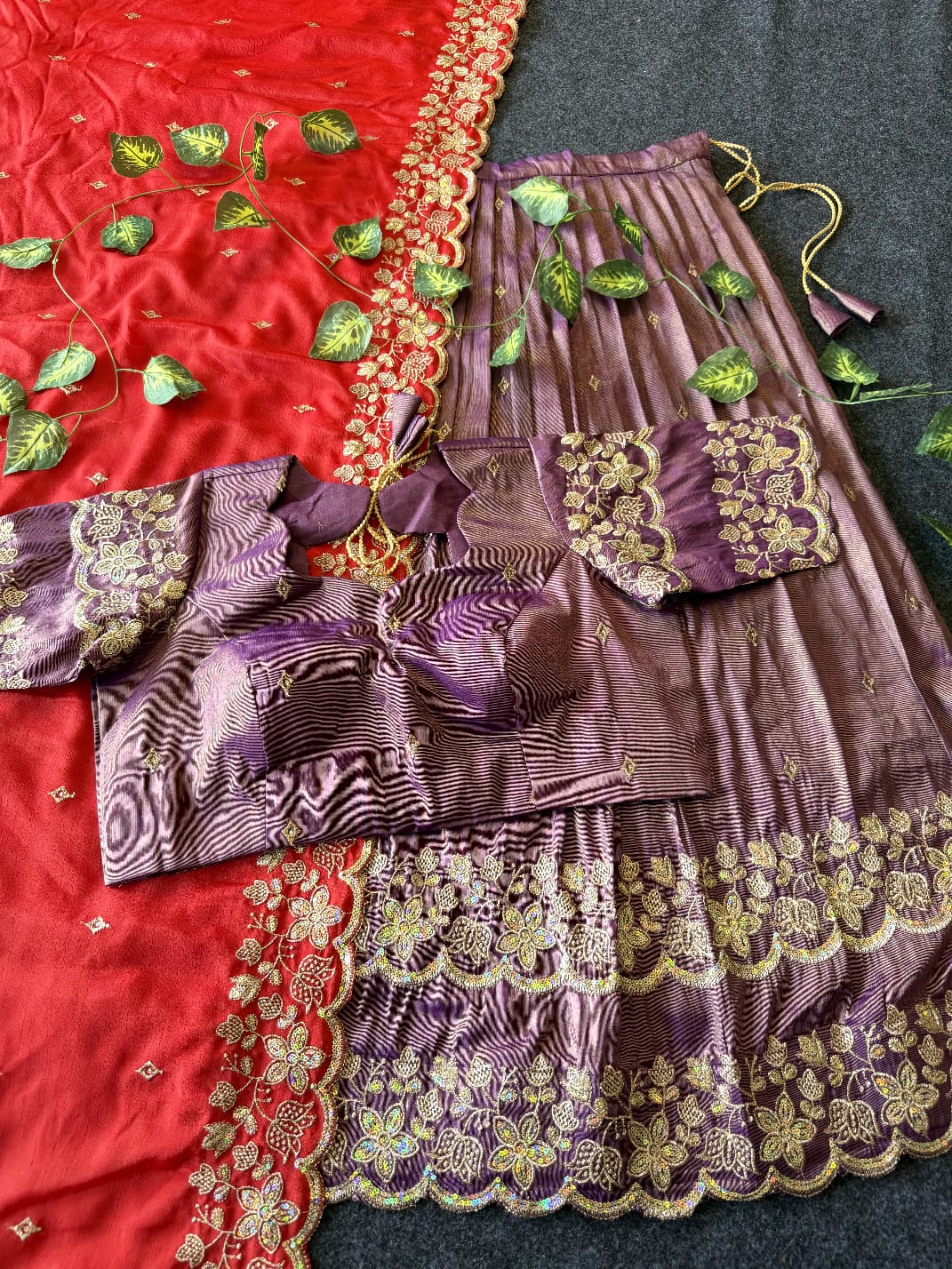 Bloom viscose tissue Designer lehenga