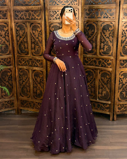 South style silk gown with dupatta