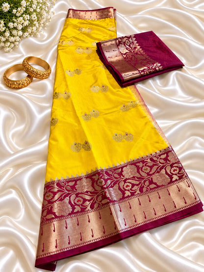 Juhmki series Banarasi katan soft silk sarees