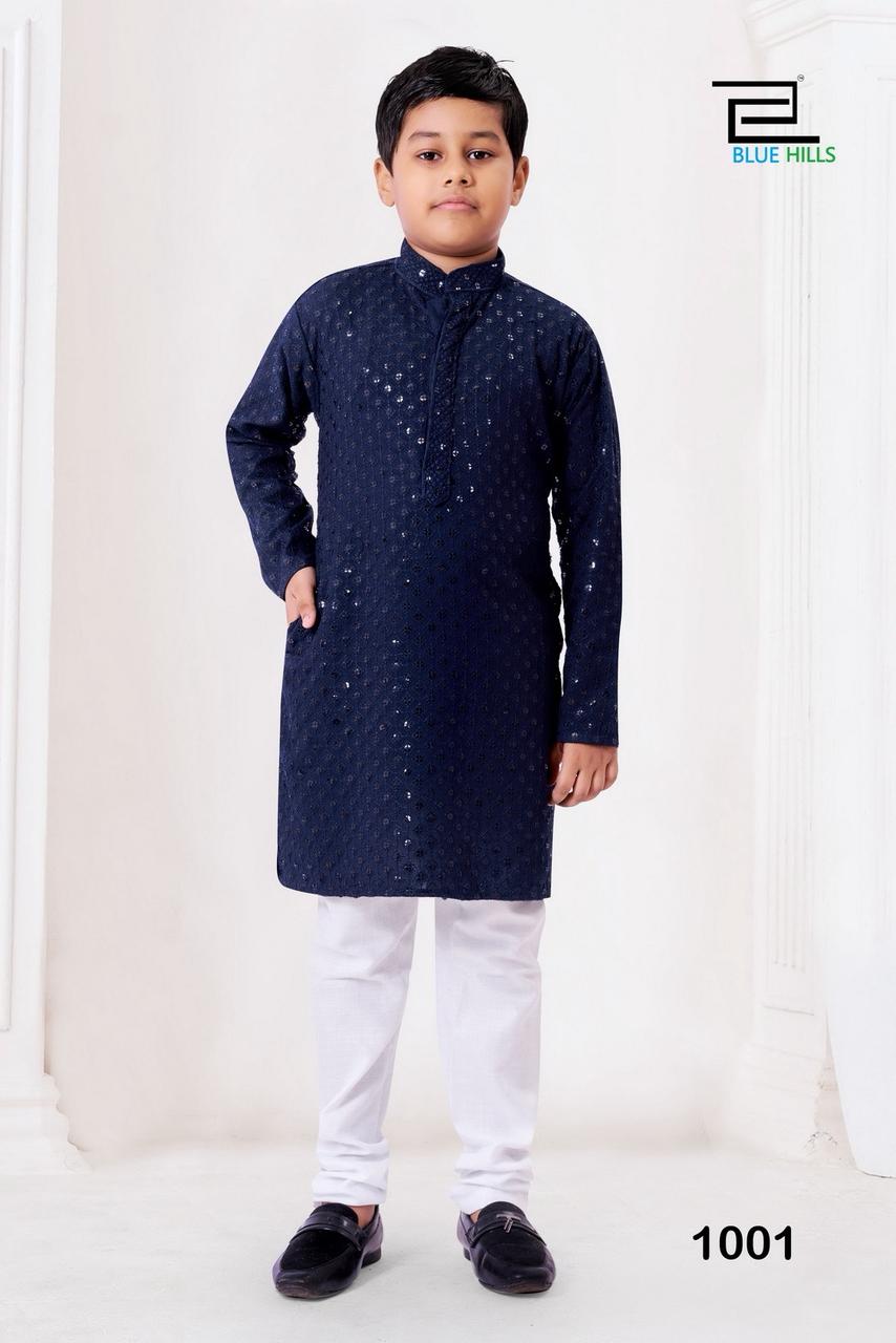 Kid boys chikankari  work  kurta sets