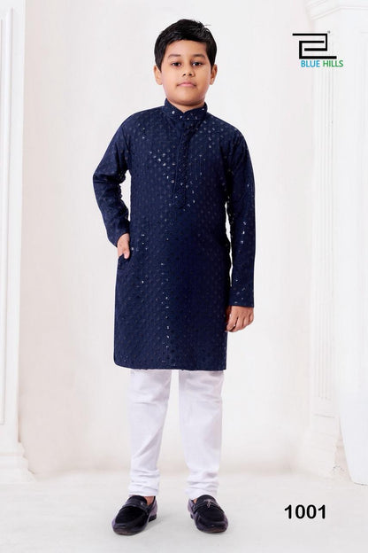 Kid boys chikankari  work  kurta sets