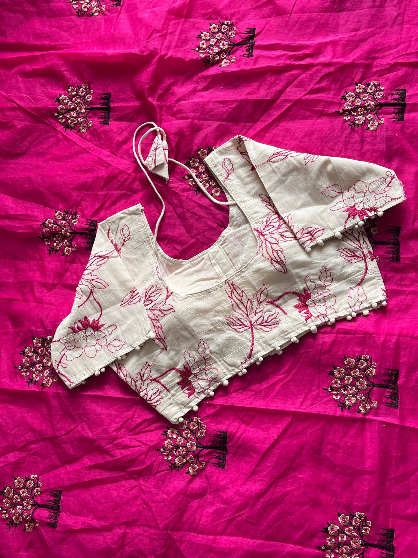 Chanderi Cotton saree with stitched Blouse