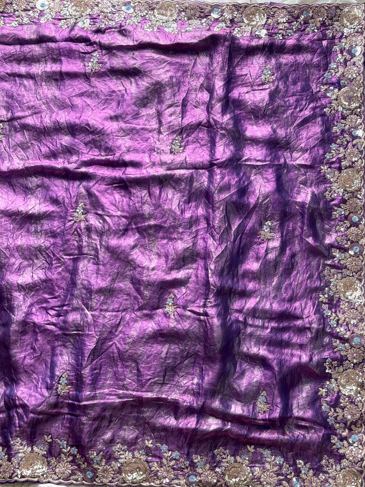 Pure space silk saree with pure  Luxe coding work saree stitched blouse