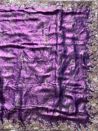 Pure space silk saree with pure  Luxe coding work saree stitched blouse
