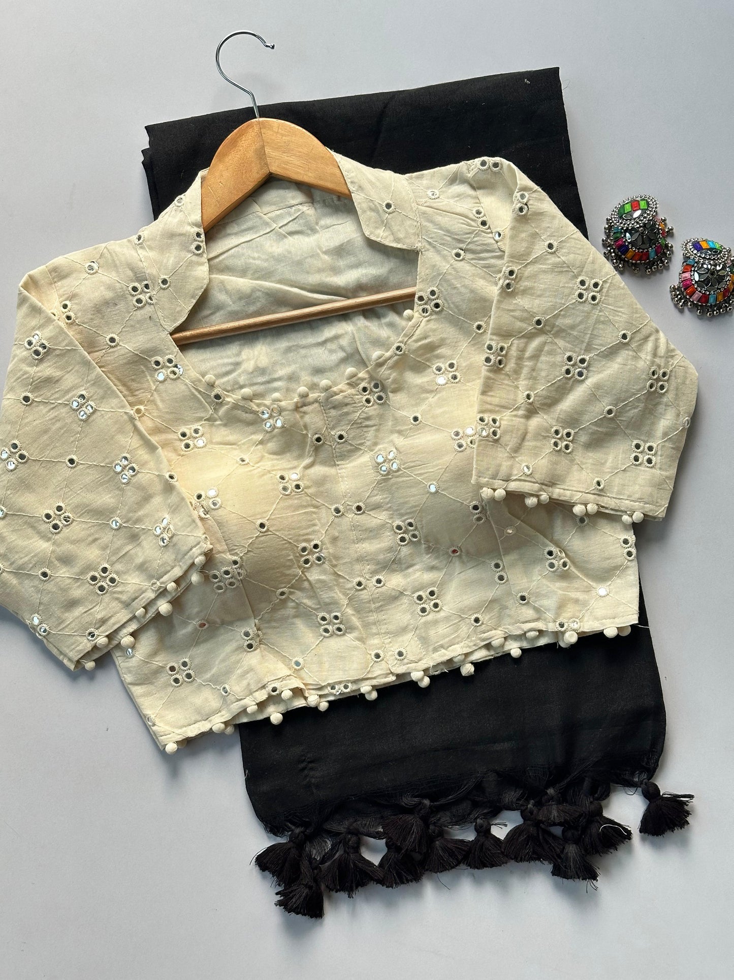 Khadi cotton Collar neck Desginer stitched blouse