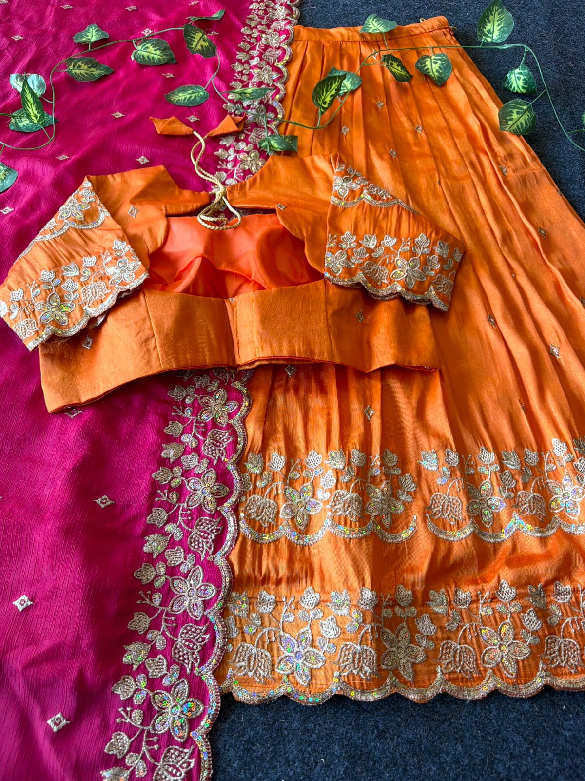Bloom viscose tissue Designer lehenga