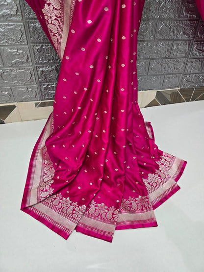 Pattu tradition Mashru Katan royal pink saree