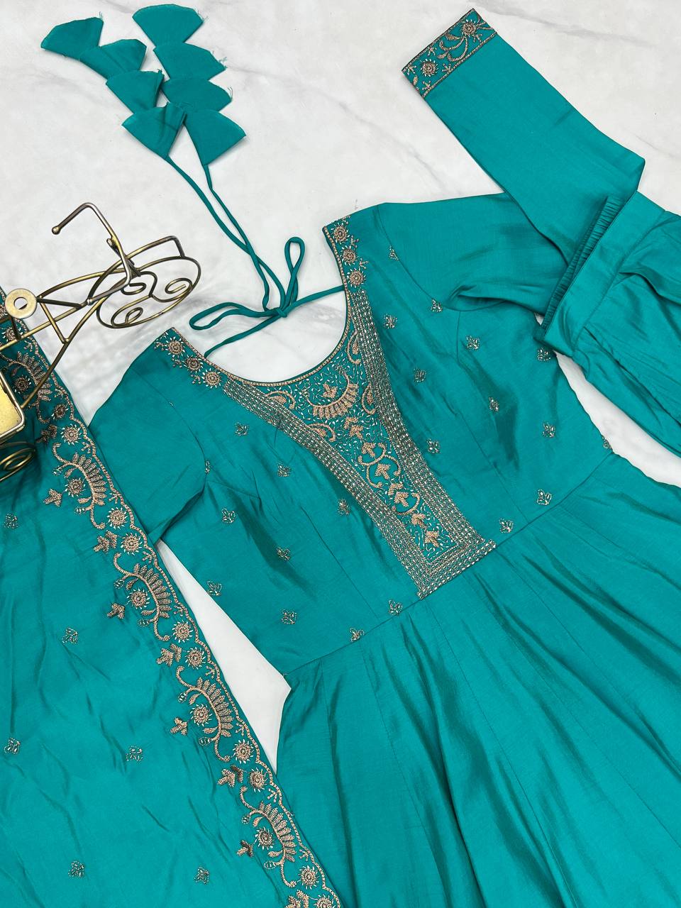 Wedding special Anarkali  Chanderi silk