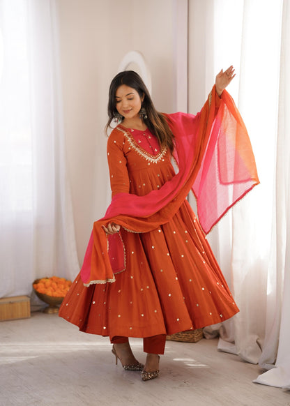 Anarkali 3 piece embroidered office set
