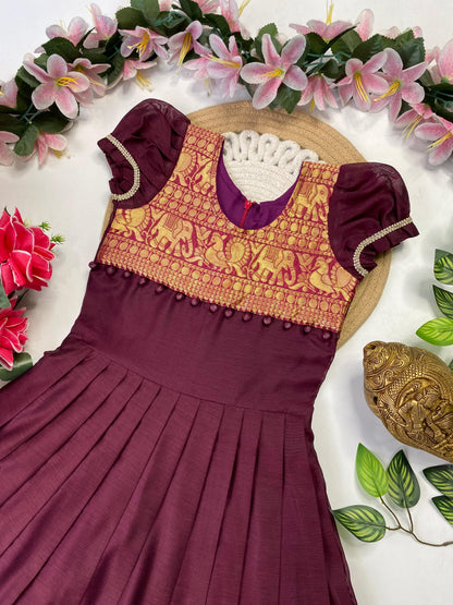Kids Narayapet silk pattu gowns