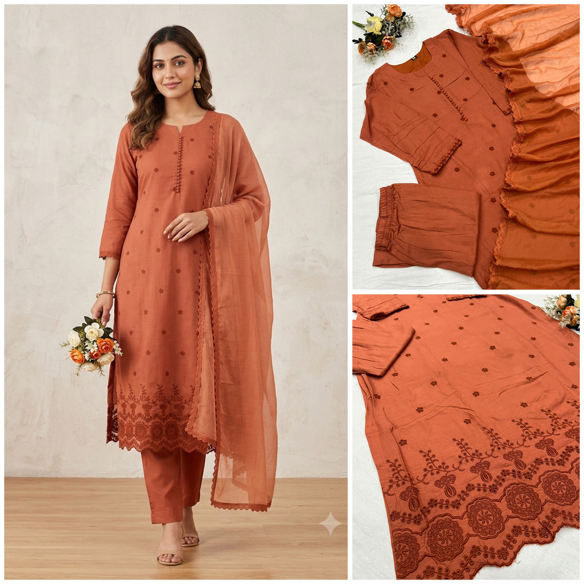 New Designers pastel colour Kurti Pant Dupatta Set