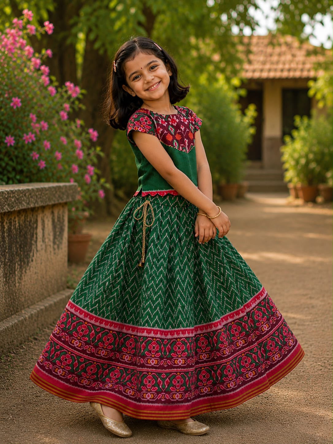 Patola silk blend cute kids skirts