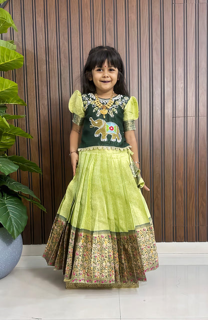Kids cute weaving zari paithani embroidered sets