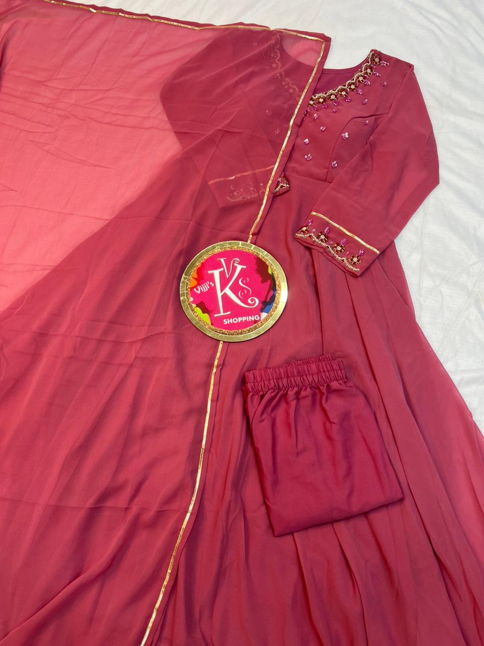 Georgette silk handwork Anarkali gowns