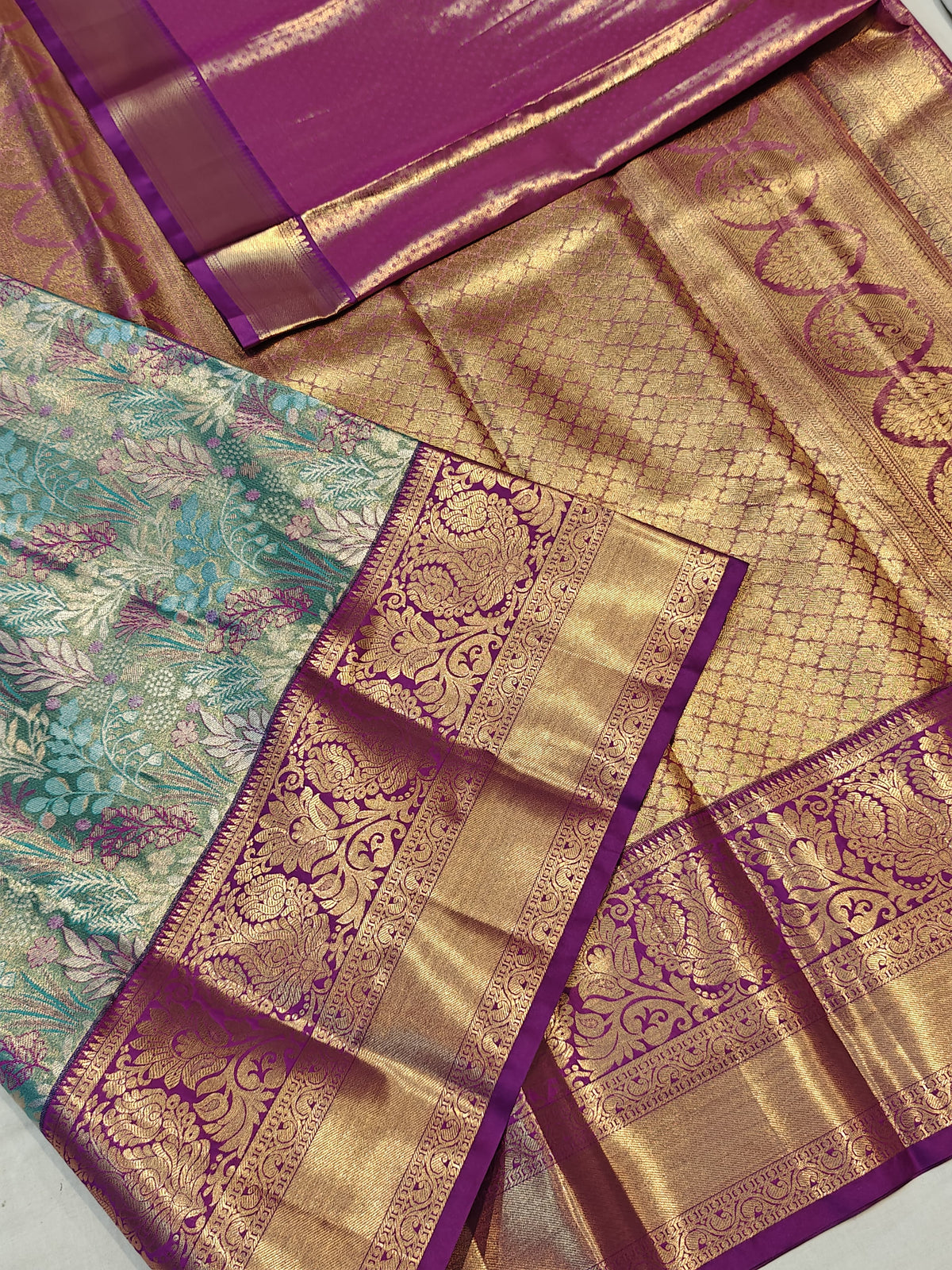 Semi kanchi pattu saree Meenakari traditional saree