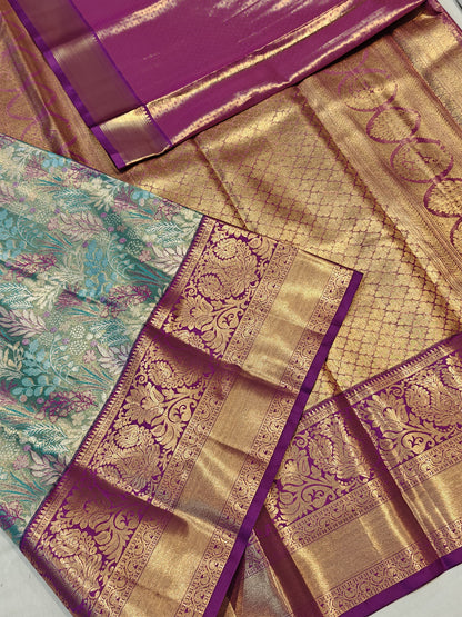 Semi kanchi pattu saree Meenakari traditional saree