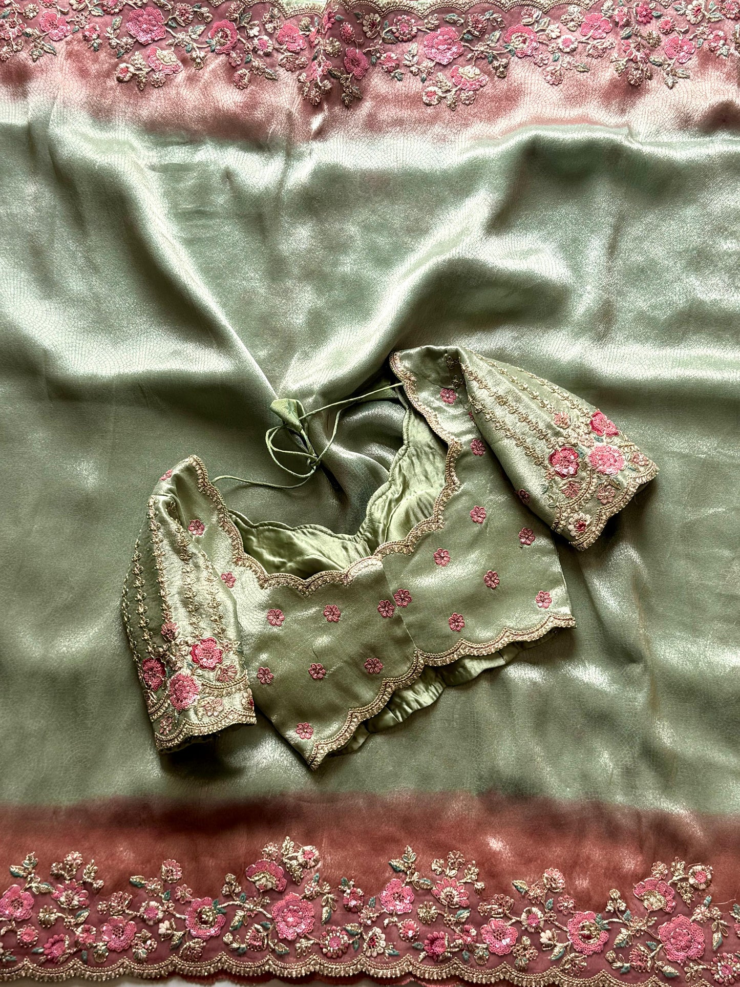 Luxe Pure Soft Mung Silk Saree with Designer Stitched  blouse