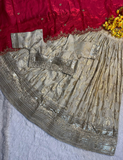 Simmer Silk séquence work Lehenga with stitched Blouse