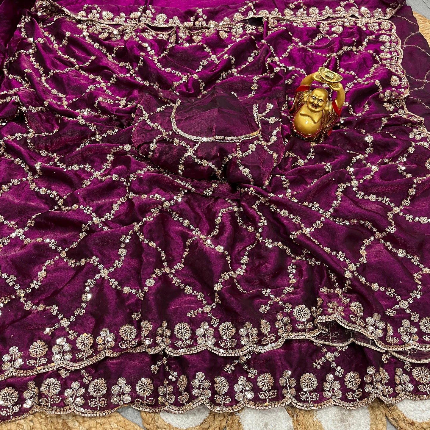 Luxe grand party beeds work velvet shine saree