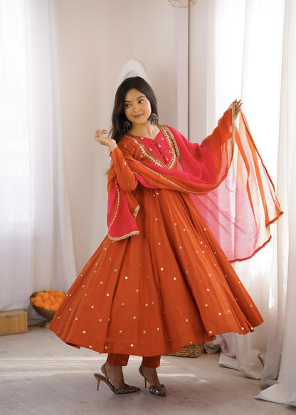 Anarkali 3 piece embroidered office set