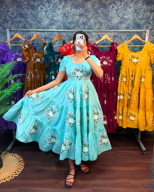 South mull cotton embroidery cafe gowns
