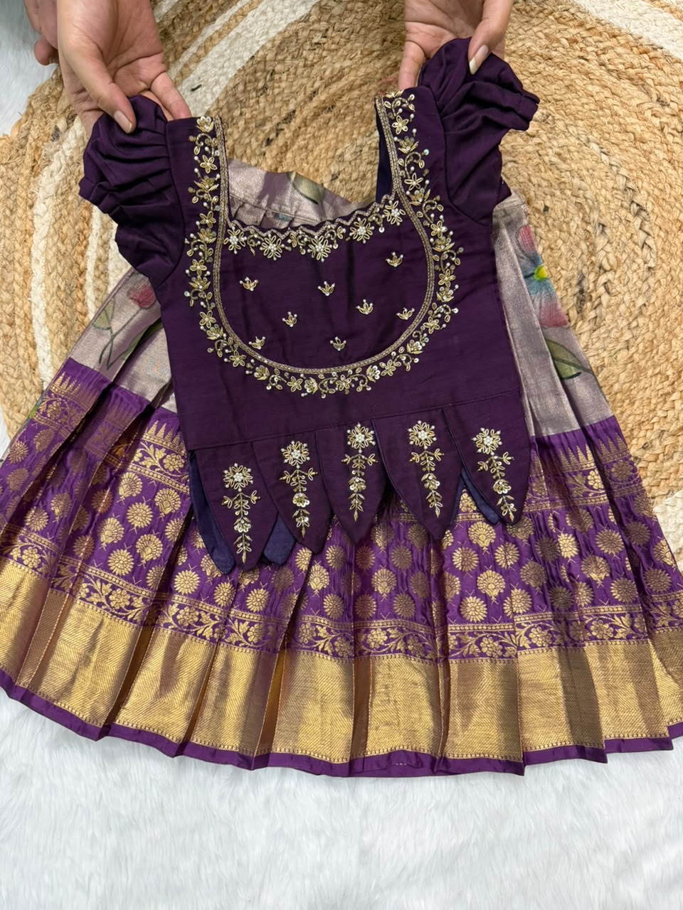 KIDS FLORAL TISSUE CUTE LEHENGA SET