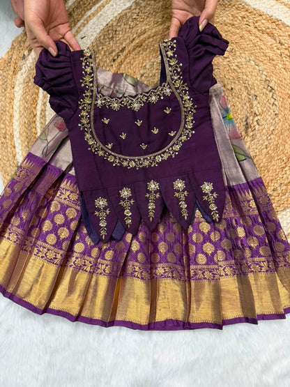 KIDS FLORAL TISSUE CUTE LEHENGA SET