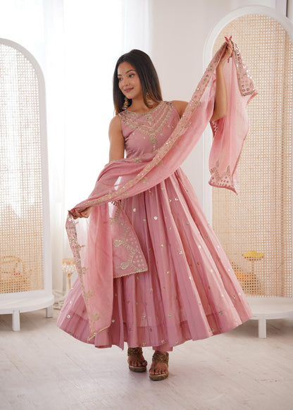 Party wear Anarkali gown with embroidered work