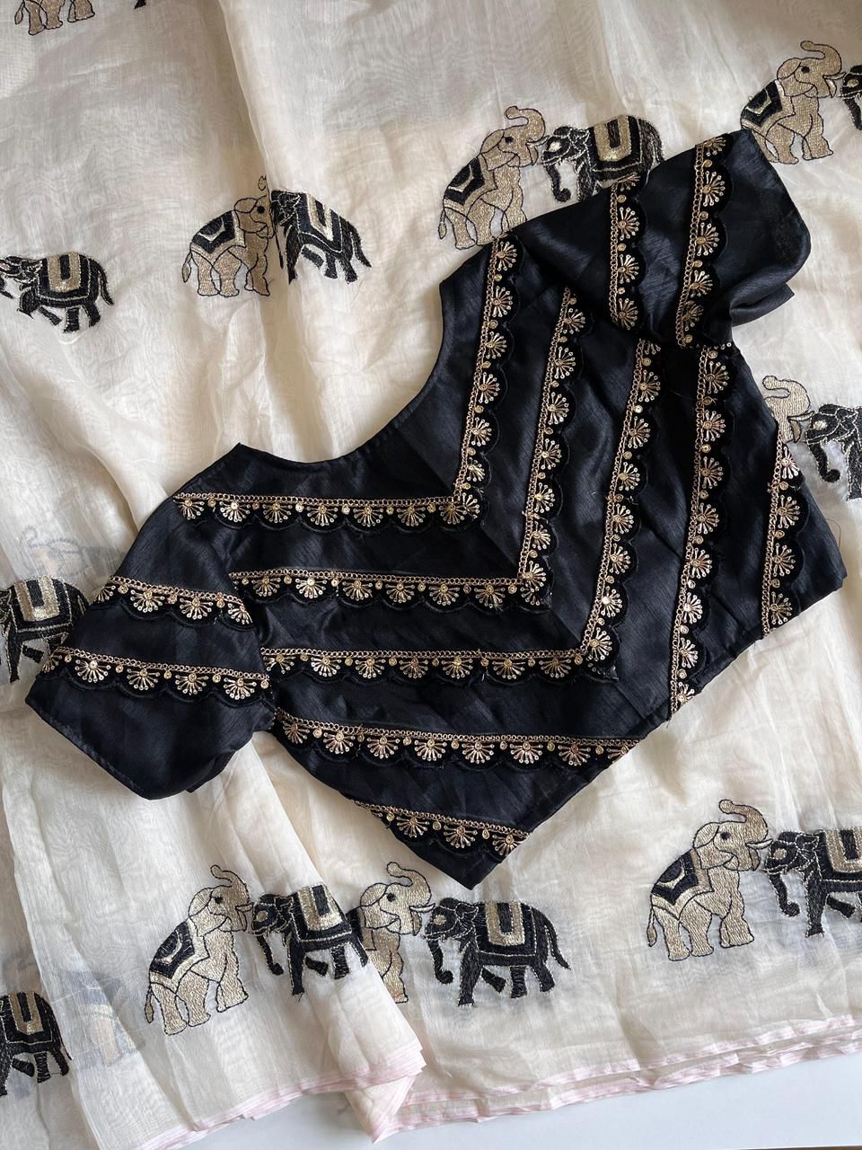 Chanderi cotton saree with stitched Blouse
