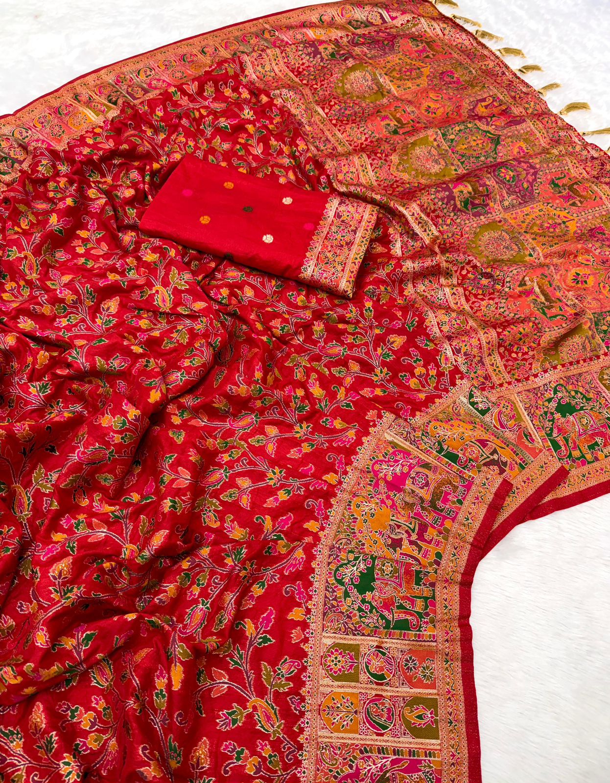 Vintage rajwadi pashmina silk saree