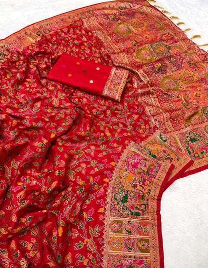 Vintage rajwadi pashmina silk saree