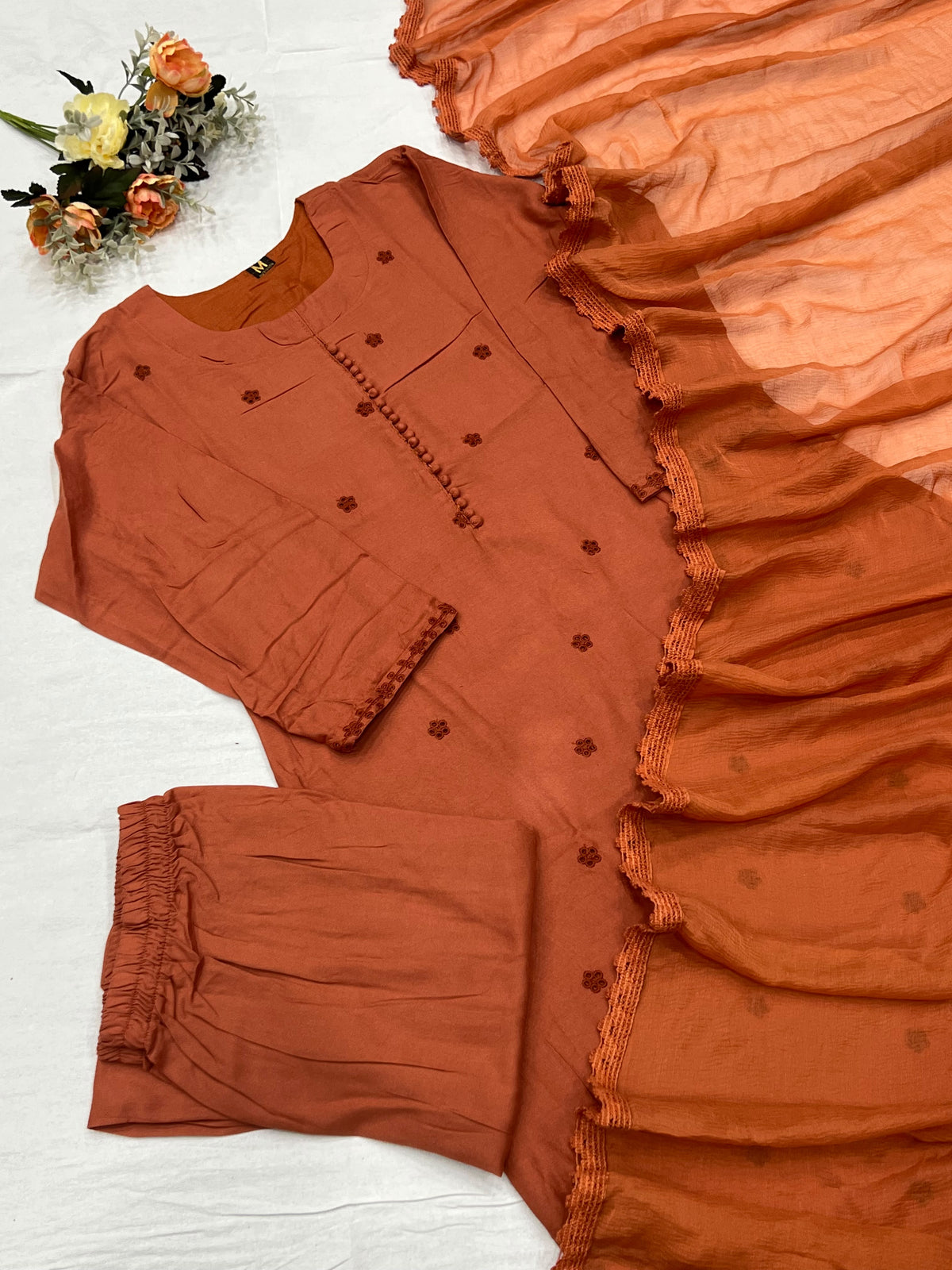 New Designers pastel colour Kurti Pant Dupatta Set