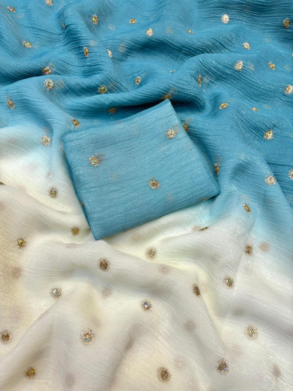 Duel shade crunchy crush butties sarees