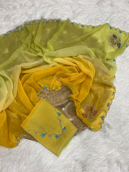 Crunchy silk trendy look party wear saree