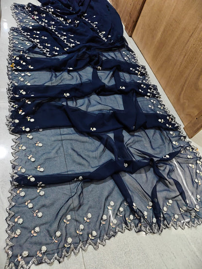Royal georgette handwork sarees