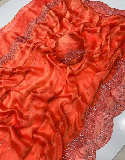Chiffon work saree