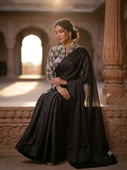 Black beads trendy budget saree